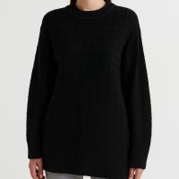 تونیک بافت زنانه مشکی شطرنجی