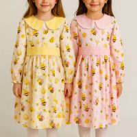 پیراهن دخترانه طرح زنبور و عسل ۲ تا ۸ سال