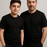 تیشرت مردانه مشکی یقه گرد  پنبه یک رو