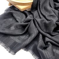 روسری مشکی زنانه نخی گیاهی