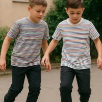 تیشرت پسرانه یقه گردراه راه  ۱تا۱2 سال پنبه ملانژ