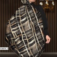 روسری ترکیبی کرم مشکی سیمارو