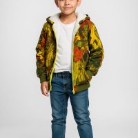 کاپشن داخل پولیشی شمعی پسرانه طرح برگ