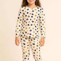 ست بلوز شلوار دخترانه طرح برگ پاییزه