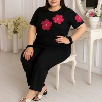 بلوز زنانه سایز بزرگ با گلدوزی دوگل زیبا